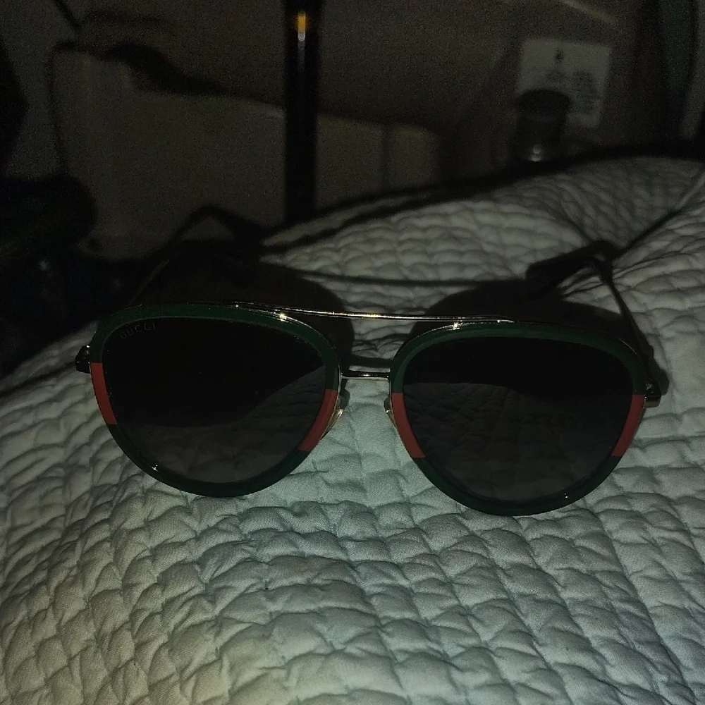 Gucci Sunglasses with Green and Red Accents